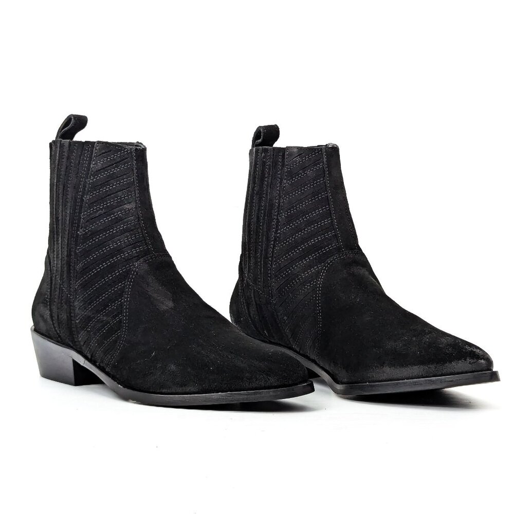 AllSaints Fion Black Suede Western Chelsea Leather Boots Size 9.5-10US EUR40